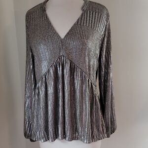 Metallic Silver Women's Top